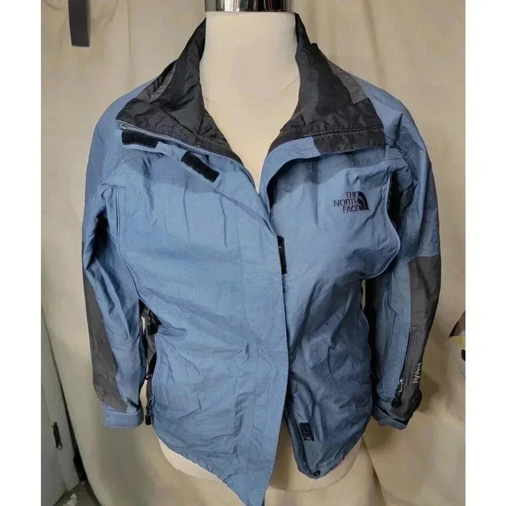 NORTH FACE WOMEN'S LARGE PARKA BLUE BLACK - Picture 1 of 9